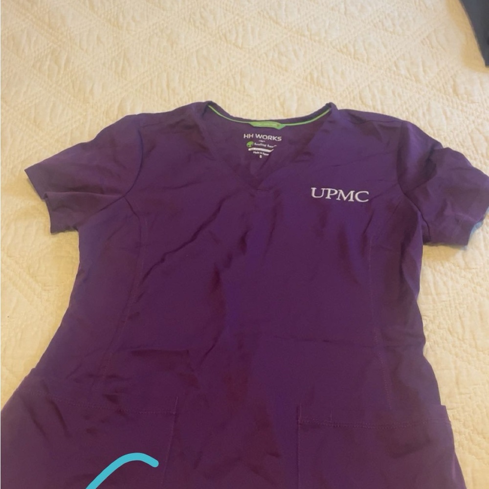 Purple Scrub Top with UPMC Logo